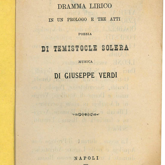 Attila dramma lirico in un prologo e tre atti. Poesia di Temistocle Solera. Musica di Giuseppe Verdi.