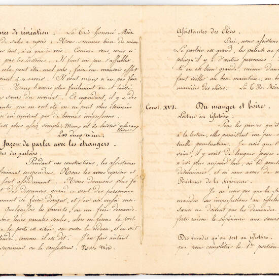 Notes des Conférences avec la T.H. Mère de Montélimart 186. Manuscript on paper. France, ca. 1860s