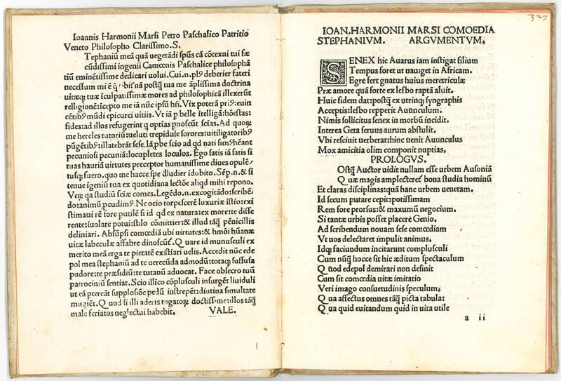 Ioannis Harmonii Marsi Comoedia Stephanium urbis Venetae genio publice recitata