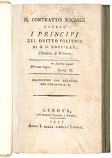 Il contratto sociale ovvero i principj del diritto politico di G.G. Rousseau, Cittadino di Ginevra. Traduzione dal francese del cittadino C.M.