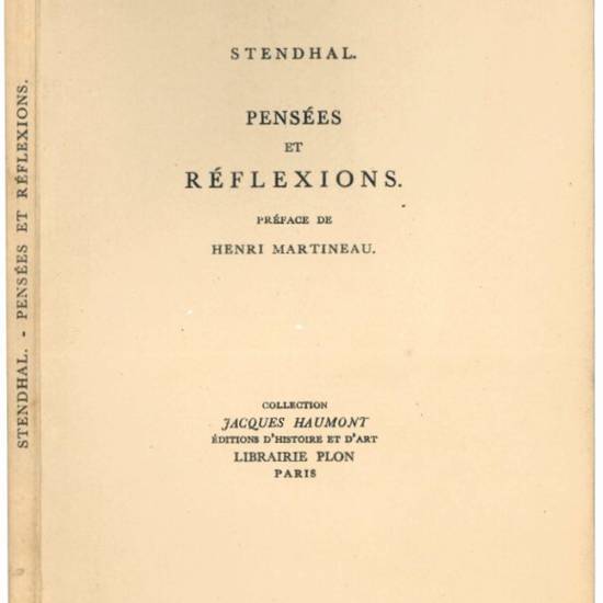 Pensées et réflexions. Préface de Henri Martineau.