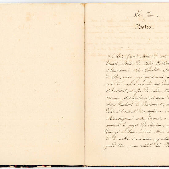 Notes des Conférences avec la T.H. Mère de Montélimart 186. Manuscript on paper. France, ca. 1860s