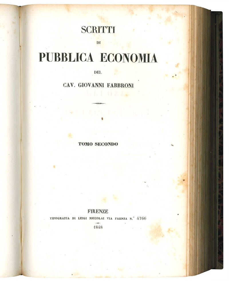 Scritti di pubblica economia del cav. Giovanni Fabbroni.