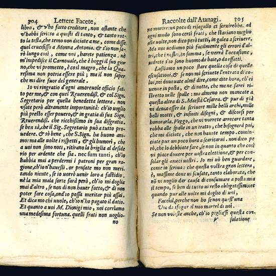 Delle lettere facete et piacevoli di diversi huomini grandi et chiari, & begli ingegni. Raccolte per M. Dionigi Atanagi, libro primo. Riveduto, scelto, & corretto dal medesimo & con somma diligenza ristampato. (Insieme con:) TURCHI, Francesco (1515-1599).