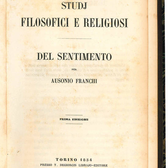 Studj filosofici e religiosi. Del sentimento.