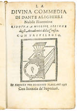 La Divina Commedia di Dante Alighieri Nobile Fiorentino ridotta a miglior lezione dagli Accademici della Crusca