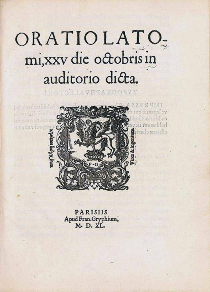 Oratio Latomi, XXV die octobris in auditorio dicta