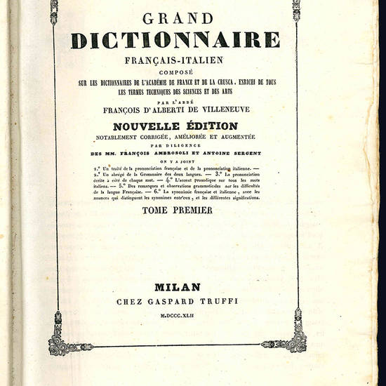 Grand dictionnaire Français - Italien.