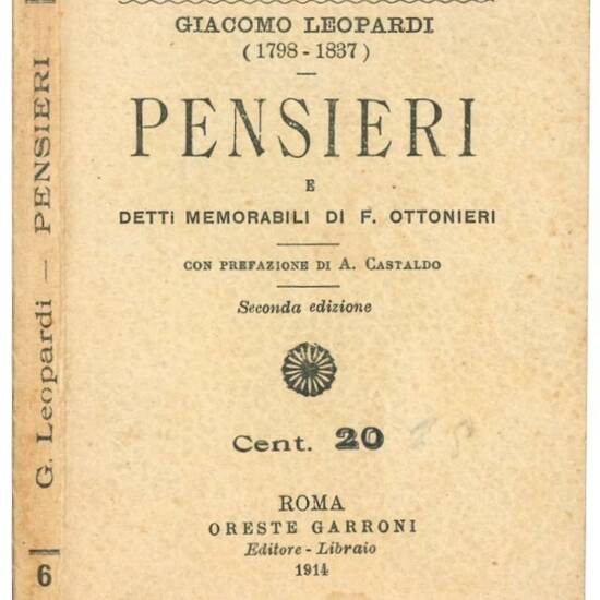 Pensieri e detti memorabili di F. Ottoneri. Con prefazione di A. Castaldo.