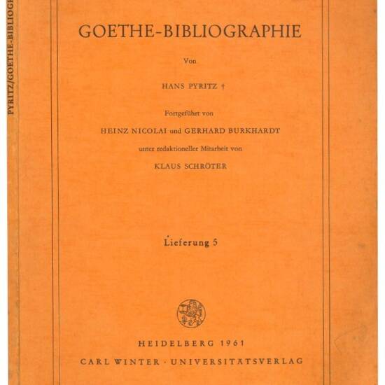 Goethe-Bibliographie. Lieferung 5.