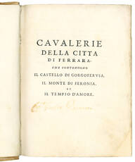 Cavalerie della città di Ferrara che contengono il Castello di Gorgoferusa, Il Monte di Feronia, et il Tempio d’amore