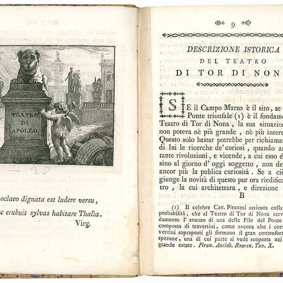 Descrizione istorica del teatro di Tor di Nona di Felice Giorgi architetto camerale dedicata a sua eccellenza il signor d. Pietro Gabrielli patrizio romano principe di Prossedi, Roccasecca, Pisterzo &c. &c.