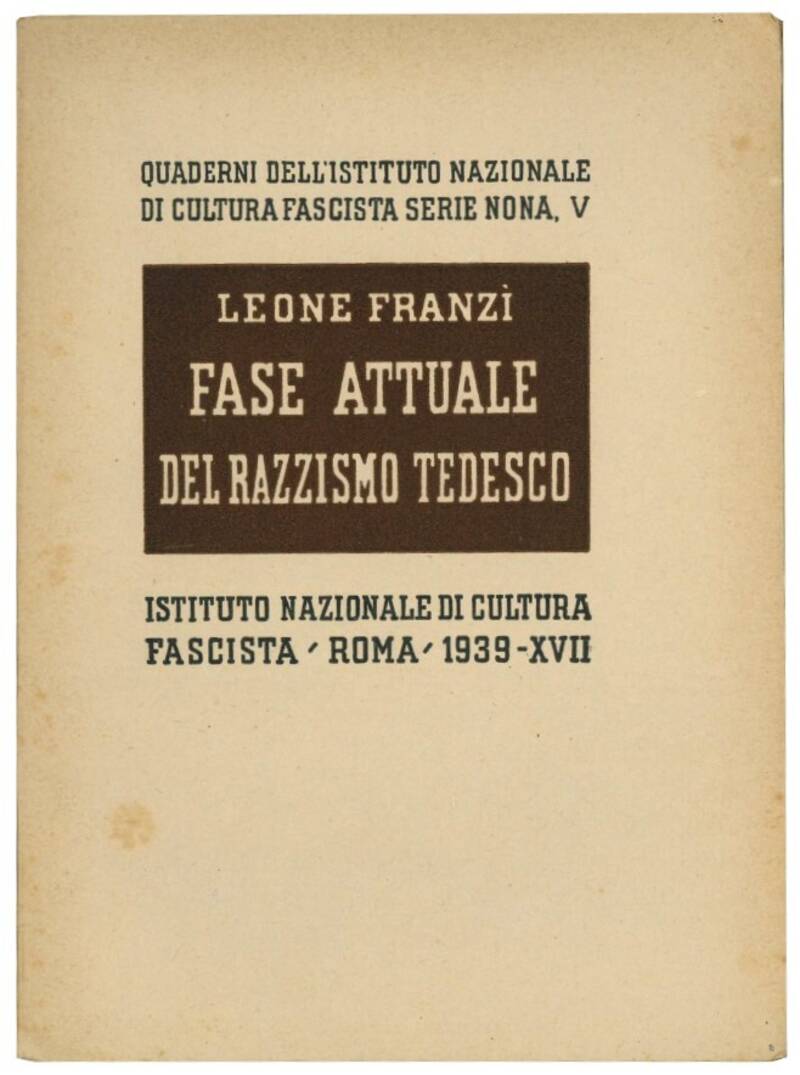 Fase attuale del razzismo tedesco.