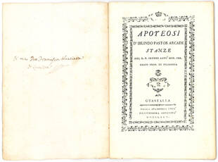 Apoteosi d’Iblindo pastor arcade stanze del R.P. Ireneo Affo Min. Oss. regio prof. di filosofia