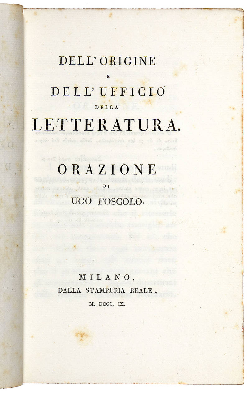 Dell’origine e dell’ufficio della letteratura. Orazione