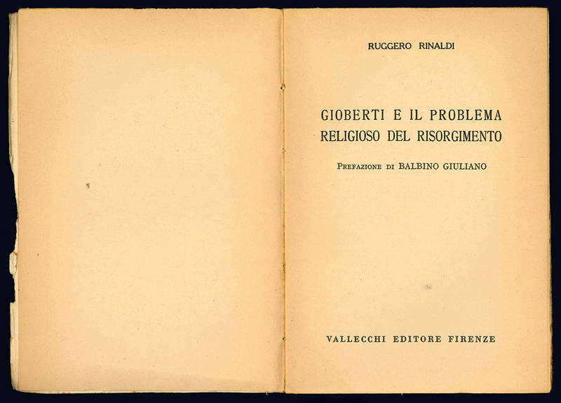 Gioberti e il problema religioso del Risorgimento.