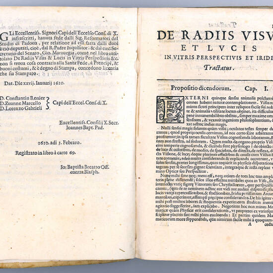 De radiis visus et lucis in vitris perspectivis et iride tractatus Marci Antonii De Dominis. Per Ioannem Bartolum in lucem editus. In quo inter alia ostenditur ratio instrumenti cuiusdam ad clare videndum, quae sunt valde remota excogitati