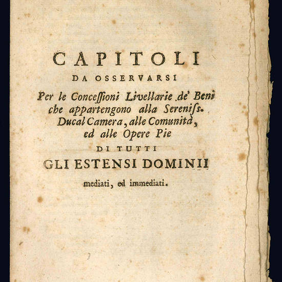 Capitoli da osservarsi per le concessioni livellarie.