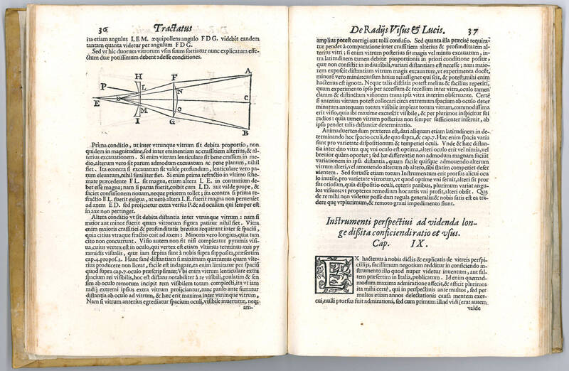 De radiis visus et lucis in vitris perspectivis et iride tractatus Marci Antonii De Dominis. Per Ioannem Bartolum in lucem editus. In quo inter alia ostenditur ratio instrumenti cuiusdam ad clare videndum, quae sunt valde remota excogitati