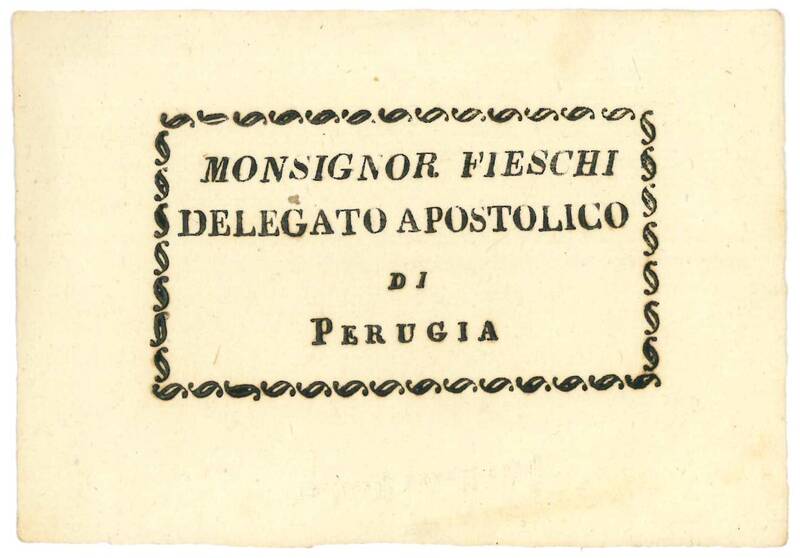 18 biglietti da visita Ex-libris del Vescovo Florido Pierleoni e 1 del Monsignor Fieschi.