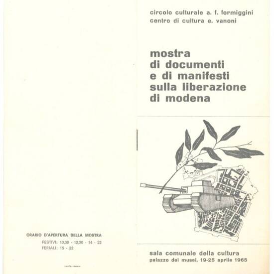 Per una storia della resistenza modenese. Lotta partigiana C.L.N. Raccolta di documenti dattiloscritti, a stampa e manoscritti riguardanti il Comitato di Liberazione Nazionale della provincia modenese, i rapporti con il partito Democratico Cristiano e suc