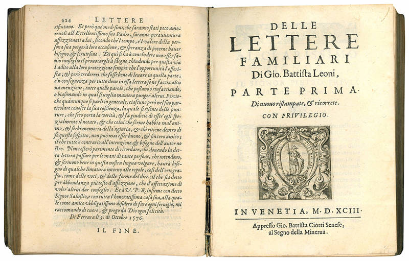 Lettere del signor cavaliere Battista Guarini nobile ferrarese [...] Da Agostino Michele raccolte et al serenissimo signore il sig. Duca d’Urbino dedicate con il privilegio