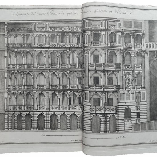 Disegni del nuovo teatro de quattro cavalieri eretto in Pavia l’anno MDCCLXXIII opera del Cav. Antonio Galli Bibiena