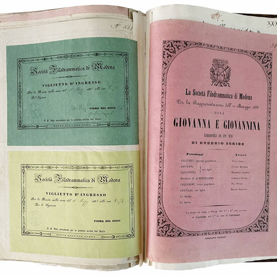 Memorie storico-cronologiche dei Teatri di Modena di Alessandro Gandini. Parte prima [-seconda]. 1866. Manoscritto autografo su carta. [Modena, ca. 1866-1871]