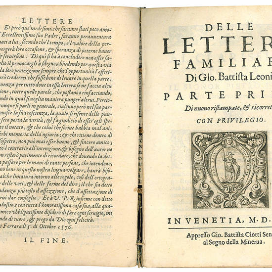 Lettere del signor cavaliere Battista Guarini nobile ferrarese [...] Da Agostino Michele raccolte et al serenissimo signore il sig. Duca d’Urbino dedicate con il privilegio