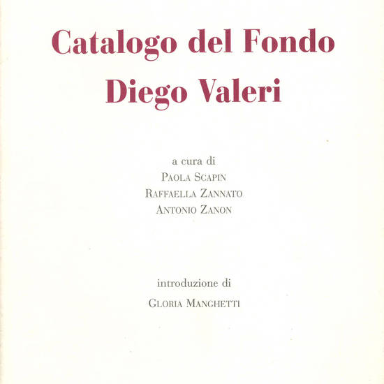 Catalogo del fondo Diego Valeri