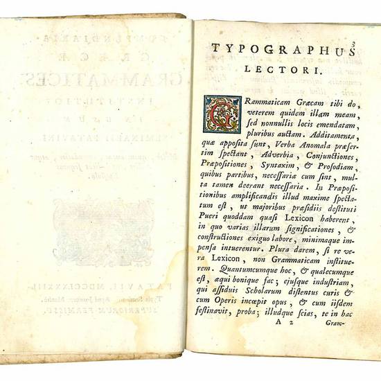 Compendiaria Graecae grammatices institutio in usum Seminarii Patavini multo, quam antea, emendatior atque auctior, ut indicat sequens Epistola.