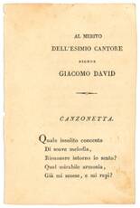 Al merito dell'esimio cantore signor giacomo david.