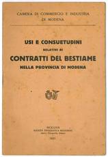 Usi e consuetudini relativi ai contratti del bestiame nella provincia di Modena