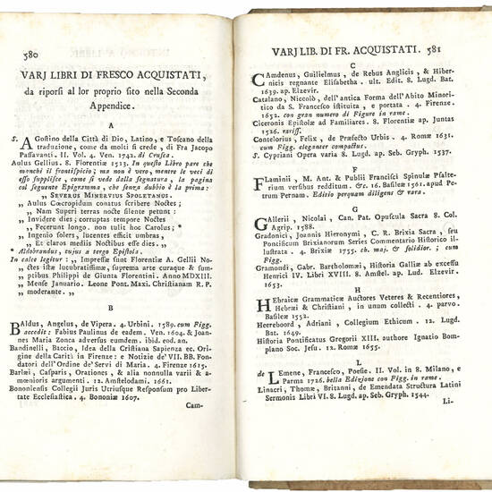 La Libreria de’ Volpi, e la Stamperia Cominiana illustrate con utili e curiose annotazioni. Avvertenze necessarie e profittevoli a’ Bibliotecarj, e agli Amatori de’ buoni libri. Opera di don Gaetano Volpi