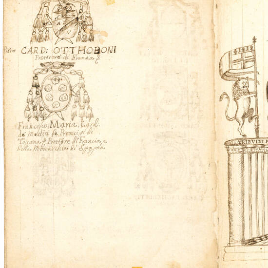 Manoscritto araldico illustrato in italiano. Bologna o Parma, fine XVII secolo.