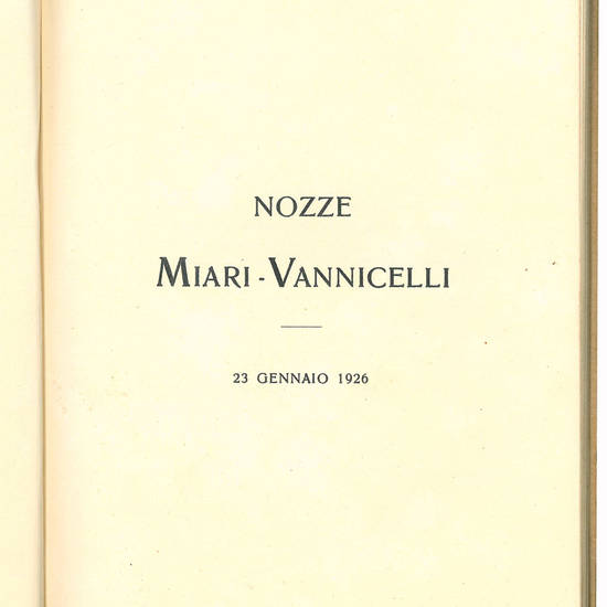 Nozze Miari - Vannicelli. 20 Gennaio 1926.