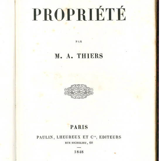 De la propriété par M.A.Thiers.