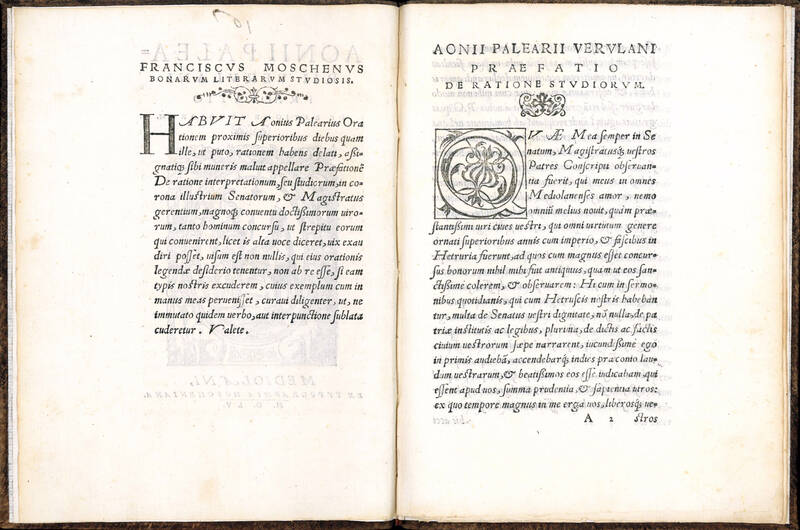 Aonii Palearii Verulani Praefatio de ratione studiorum