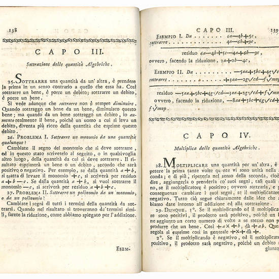 Corso di matematica del signor abate Bossut tradotto dal francese ed accresciuto di aggiunte ad uso della Regia Università di Pavia dal p.d. Andrea Mozzoni Olivetano pub. ripetitore di matematica. Prima edizione veneta dietro alla seconda di Pavia arricc