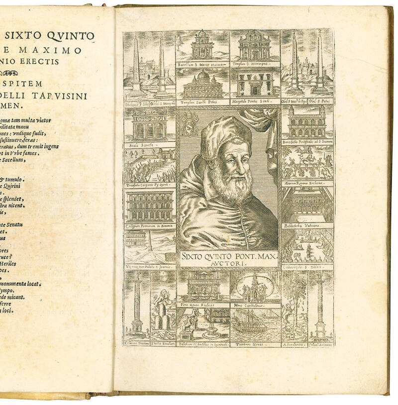 Invicti quinarii numeri series quae summatim a superioribus pontificibus et maxime a Sixto quinto res praeclare quadrienno gesta adnumerat ad eundem Sixtum quintum Pont. Opt. Max. Auctore Ioanne Pinadello Taruisino