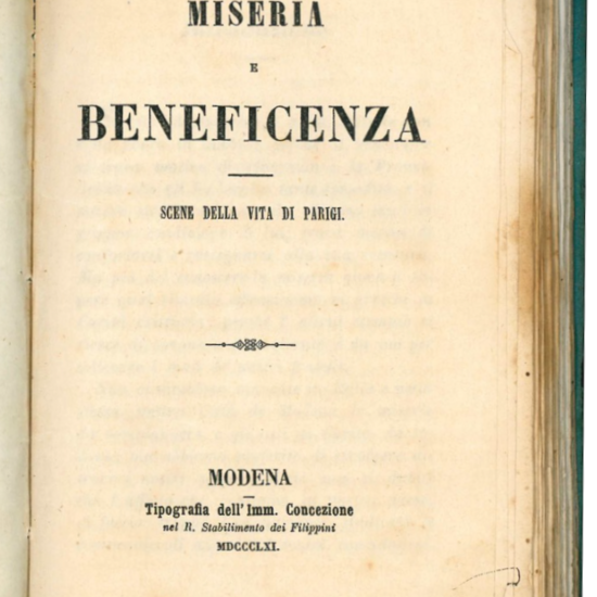 Miseria e beneficenza.