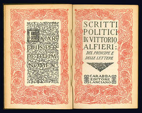 Scritti politici di Vittorio Alfieri a cura di Ettore Allodoli. Due Volumi.