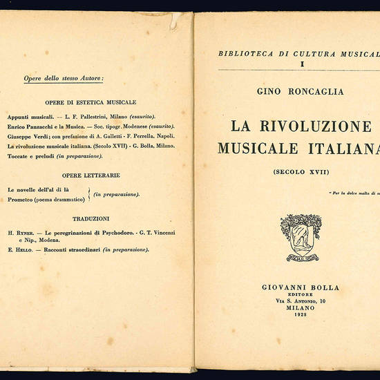 La rivoluzione musicale italiana (secolo XVII).