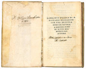 Laberinto d?amore di M. Giovanni Boccaccio. Con una epistola confortatoria a Messer Pino di Rossi del medesimo auttore.