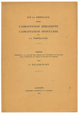 Sur la dépendance entre l'aimantation rémanente, l'aimantation spontanée et la température. Thèse présentée a la Facculté des Sciences de l'Université de Lausanne pour l'obtention du grade de docteur ès sciences.