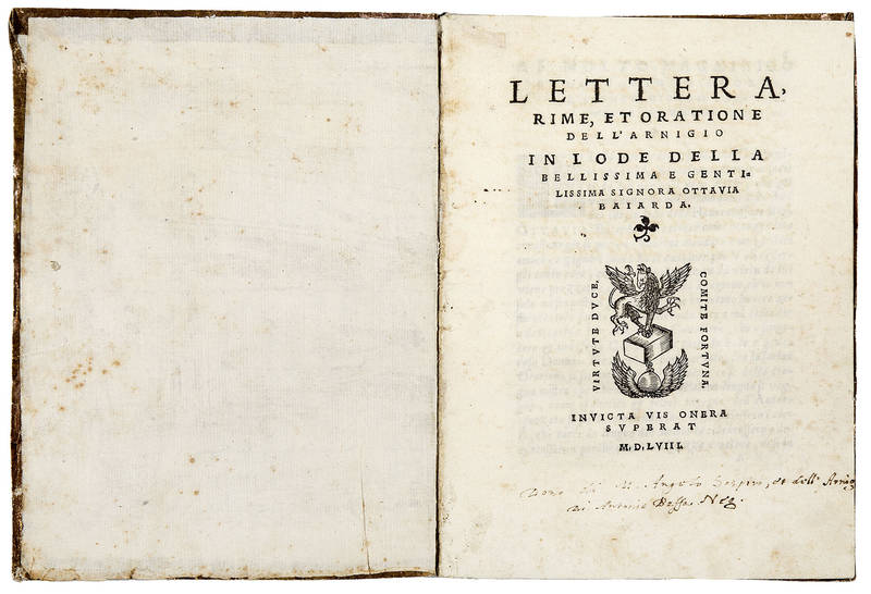 Lettera, rime, et oratione dell'Arnigio in lode della bellissima e gentilissima signora Ottavia Baia