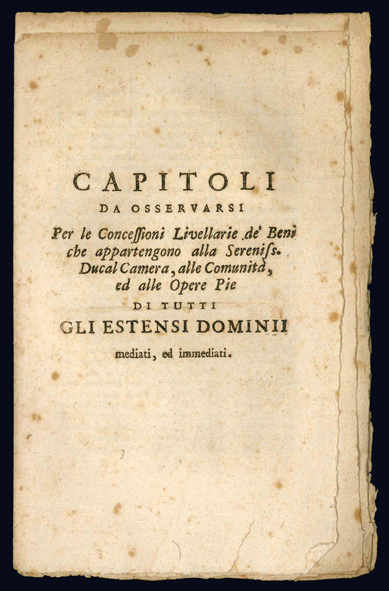 Capitoli da osservarsi per le concessioni livellarie.