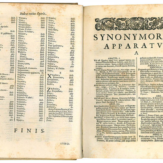 Synonymorum apparatus authore Francisco Serra. Opus ab auctore, dum viveret, diligenter recognitum, emendatumque; atque ab eodem in hac editione fere ad tertiam partem auctum. Adiecta quoque est in calce operis, noua, eiusdem authoris rhetoricæ Methodus,