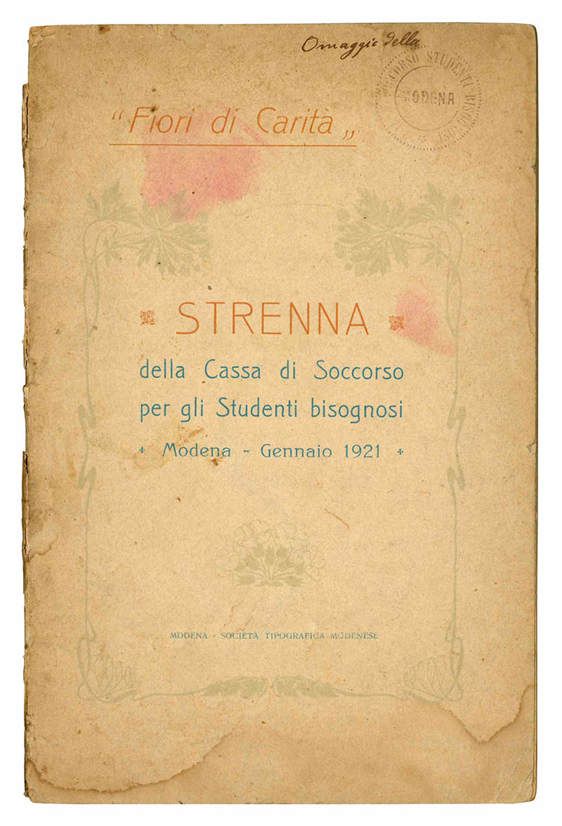 Strenna della Cassa di Soccorso per gli Studenti bisognosi. Modena - Gennaio 1921.