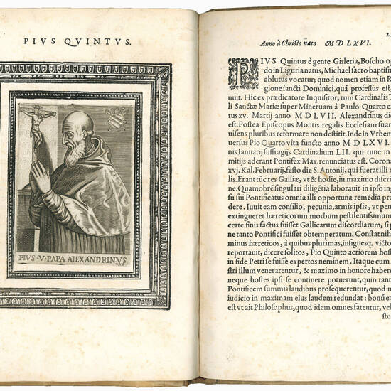 Invicti quinarii numeri series quae summatim a superioribus pontificibus et maxime a Sixto quinto res praeclare quadrienno gesta adnumerat ad eundem Sixtum quintum Pont. Opt. Max. Auctore Ioanne Pinadello Taruisino